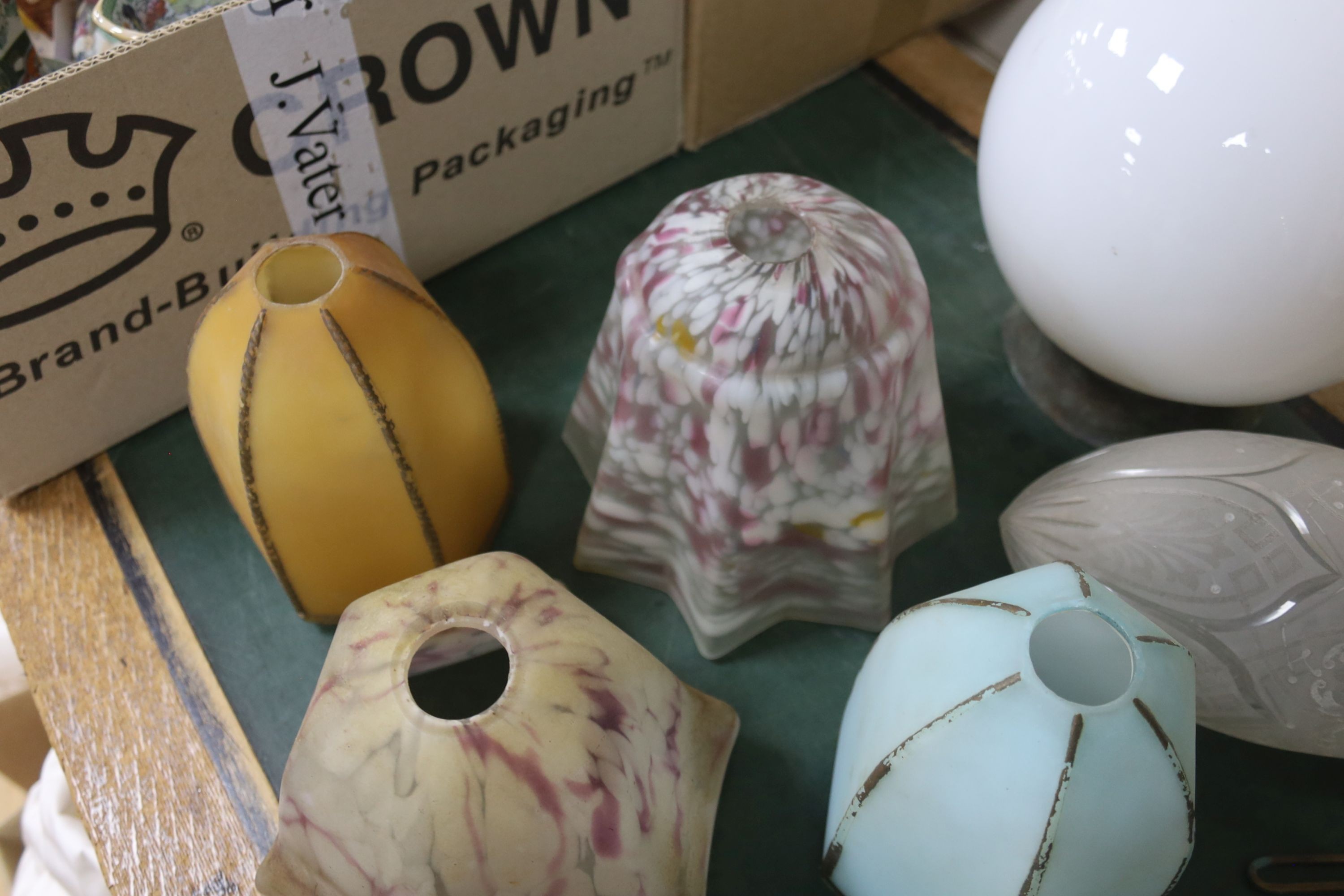 A group of late Victorian to 1930's glass light shades